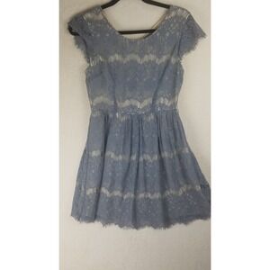 Forever 21 Contemporary Blue Lace Cap Sleeve‎ Fit Flare Dress Women's S y2k